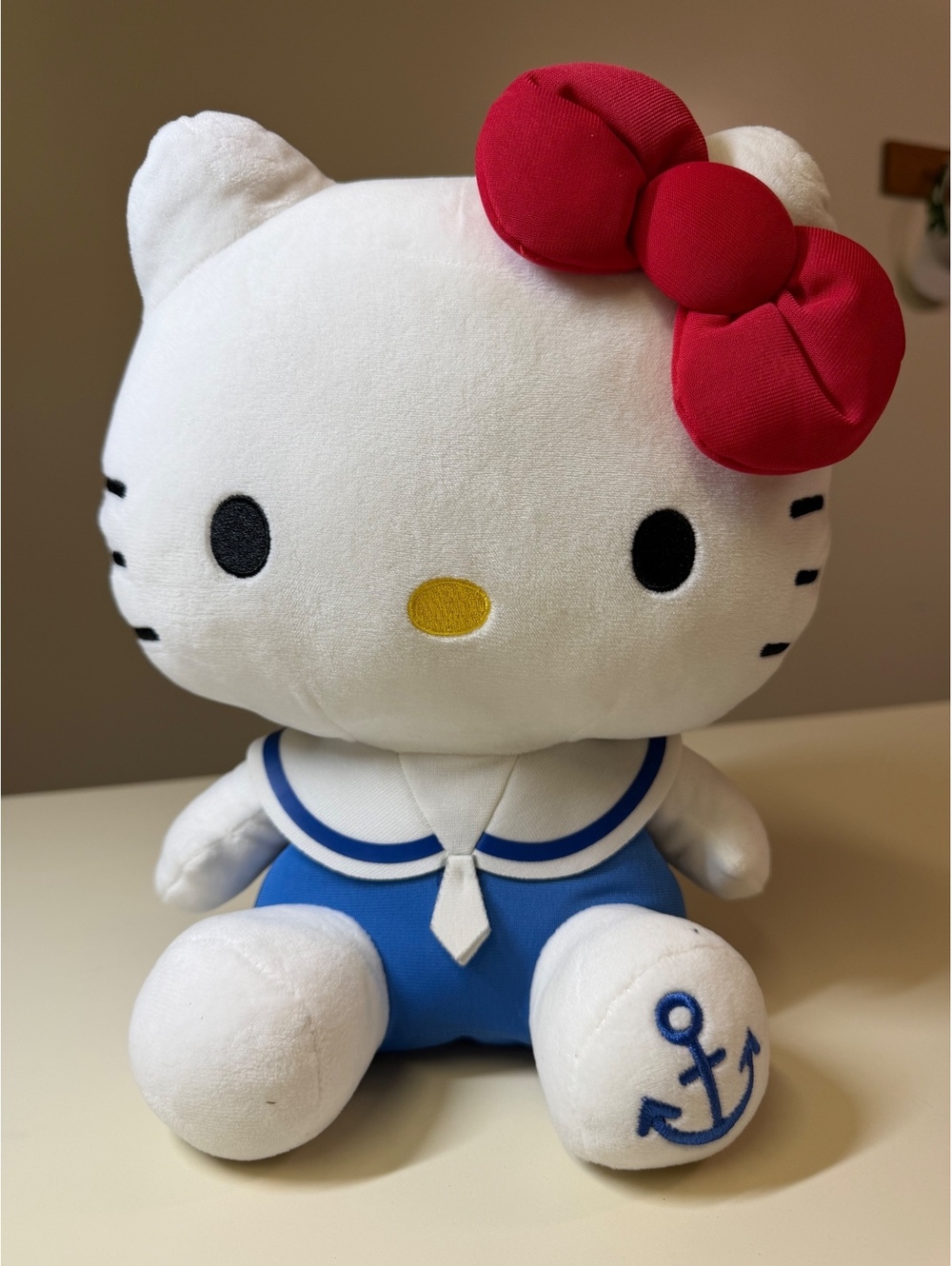 Sanrio Hello Kitty Plush Doll in Sailor Outfit with Red Bow